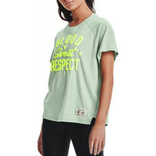 UA Women's Project Rock BSR SS Shirt, Fisher Green/Yellow 