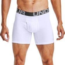 UA Charged Cotton 6in Boxerjock 3 Pack, White 