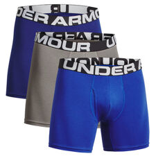 UA Charged Cotton 6in Boxerjock, 3 Pack, Blue 