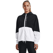 UA Woven Full Zip Women's Jacket, Black/White 
