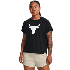 UA Project Rock Bull Women's Short Sleeve Shirt, Black/Stone 
