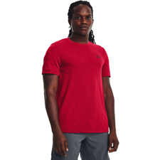 UA Seamless Surge Short Sleeve Shirt, Red/Black 