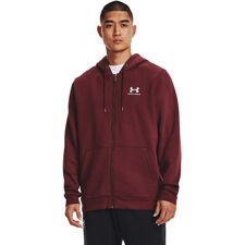UA Essential Fleece Full Zip Hoodie, Chestnut Red/White 