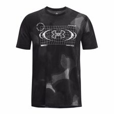 UA Football All Over Print Metal Logo SS Shirt, Black/White 