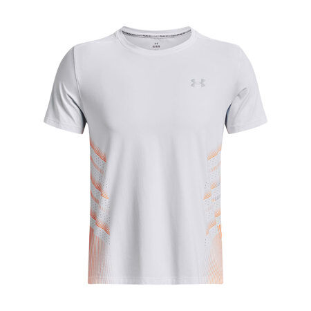 UA Iso-Chill Laser Heat SS Shirt, White/Orange Blast, Under Armour
