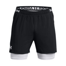 UA Vanish Woven 2in1 Vent Shorts, Black/White 