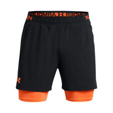 UA Vanish Woven 2in1 Vent Shorts, Black/Orange Blast 
