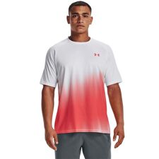 UA Tech Fade SS Shirt, White/Vermillion 