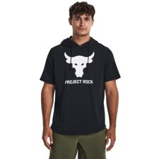 UA Project Rock Terry SS Shirt Hoodie, Black/White 
