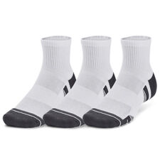 UA Performance Tech Quarter 3 Pack Socks, White 