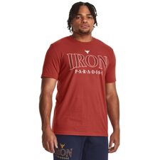 UA Project Rock Iron SS Shirt, Heritage Red/White Clay 