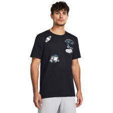 UA Launch We Run Short Sleeve Shirt, Black/Viral Blue 