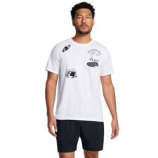 UA Launch We Run Short Sleeve Shirt, White/Steel 