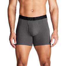 UA Performance Cotton 6in Boxerjock 3 Pack, Castlerock Heather/Red 
