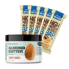 Polleo Sport Almond Butter, Smooth, 350 g + 5x High Protein Delicious Bar, 60 g GRATIS