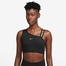 Nike Pro Swoosh Asymmetrical Women's Bra, Black/Lemon Twist 