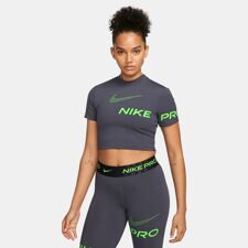 Nike Dri-FIT Cropped Graphic Training SS Women's Shirt, Gridiron/Green Strike 