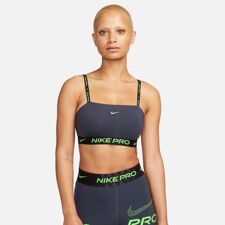 Nike Pro Indy Padded Bandeau Women's Bra, Gridiron/Green Strike 