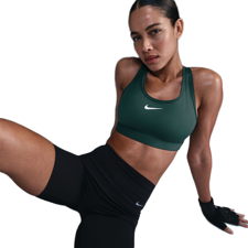 Nike Women's Swoosh Padded Medium Support Bra, Vintage Green/White 