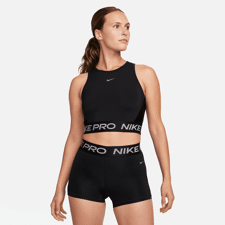 Nike Pro Dri-FIT Women's Cropped Tank Top, Black/Metallic Silver 