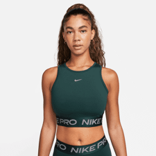 Nike Pro Dri-FIT Cropped Tank Top, Deep Jungle/Metallic Silver 