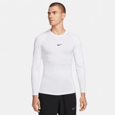 Nike Pro Dri-FIT Tight Fit LS Shirt, White/Black 