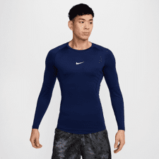 Nike Pro Dri-FIT Tight Long-Sleeve Fitness Top, Blue Void/White 
