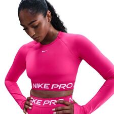 Nike Women's Pro 365 Dri-FIT Cropped Long-Sleeve Shirt, Rush Pink/White 