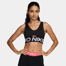 Nike Pro Indy Plunge Women's Medium-Support Sports Bra, Black/White 
