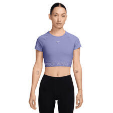 Nike Women's Pro Dri FIT Crop Top Shirt, Lilac Ice/Deep Night/White 