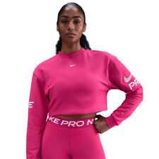 Nike Women's Pro Loose Crew-Neck French Terry Sweatshirt, Rush Pink/Pink F/White 