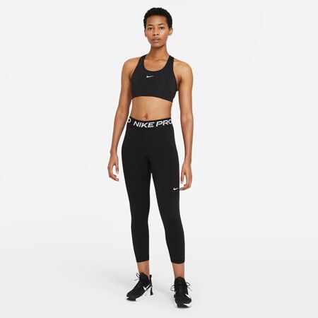 Nike Pro 365 Mid-Rise Cropped Mesh Women's Leggings, Black/White, Nike