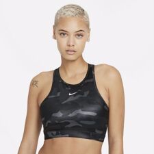 Nike Dri-Fit Swoosh Women's Bra, High-Neck, Iron Grey/Black/White 