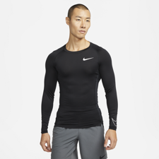 Nike Pro Dri-FIT Tight Fit Long Sleeve Shirt, Black/White 