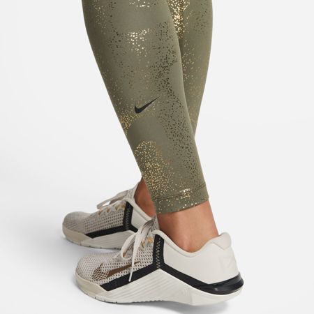 Nike One Women's Metallic Gold & Black Training Leggings Medium DQ6308-010  for sale online