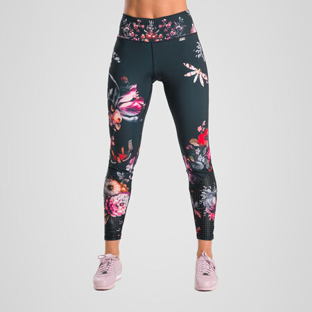 Pink Floral Leggings, Tropical Print Women's Premium Tights-Made