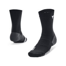 UA Project Rock ArmourDry Playmaker Crew Socks, 1 Pair, Black/Jet Grey 