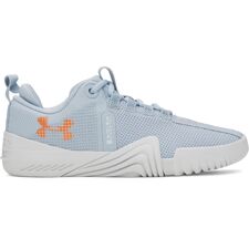 UA Women's Shoes TriBase Reign 6, Blue Calm/Distant Gray/Solar Orange 