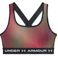 UA Crossback Mid Printed Women's Sports Bra, Black/White 