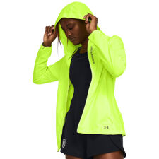 UA Women's OutRun The Storm Jacket, High Vis Yellow/Reflective 