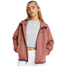 UA Unstoppable Fleece Full Zip Women's Hoodie, Canyon Pink/Black 