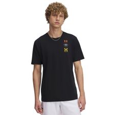 UA Shirt 60/40S EVOL LOGO SS, Black/White/Campus Gold  