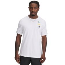 UA Shirt 60/40S EVOL LOGO SS, White/Midnight Navy/Midnight Navy 