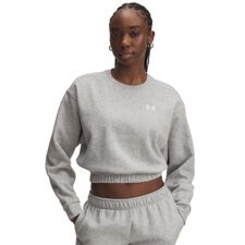 UA Shirt Rival Fleece Piped Crew, Mod Gray Light Heather/White 