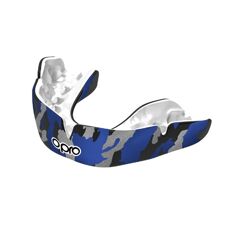 Opro Camo Adult Custom-Fit Mouthguard, Black/Blue/Silver