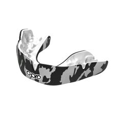 Opro Camo Adult Custom-Fit Mouthguard, Black/White/Silver
