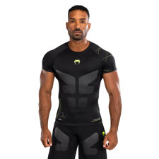 Venum Training Camp 4.0 Rashguard Short Sleeves Shirt, Black/Neon Green 