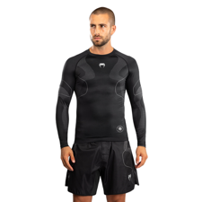 Venum Nexus Long Sleeve Rashguard, Black/Silver 