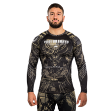 Venum Invader Long Sleeve Rashguard, Black/Sand 