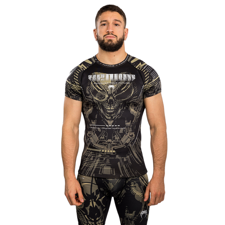 Venum Rashguard Short Sleeve Invader, Black/Sand 